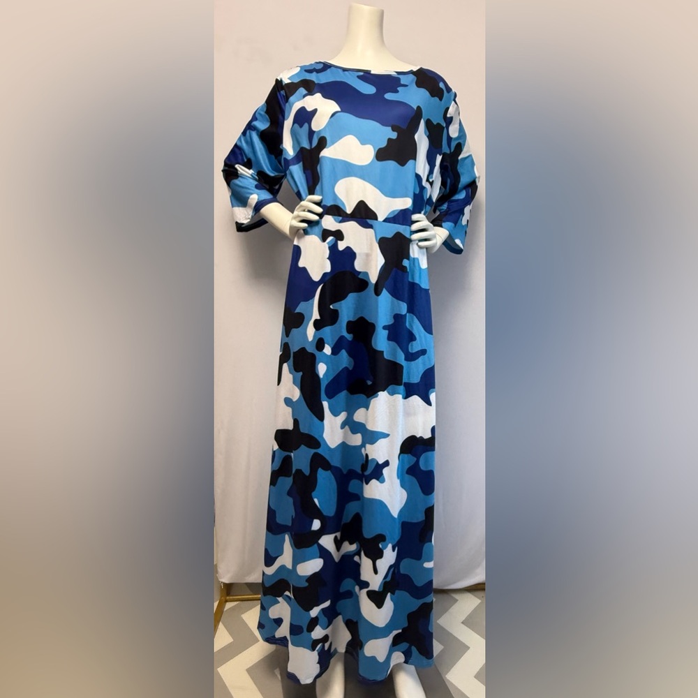 Plus Size: Nice Blue Camo Dress